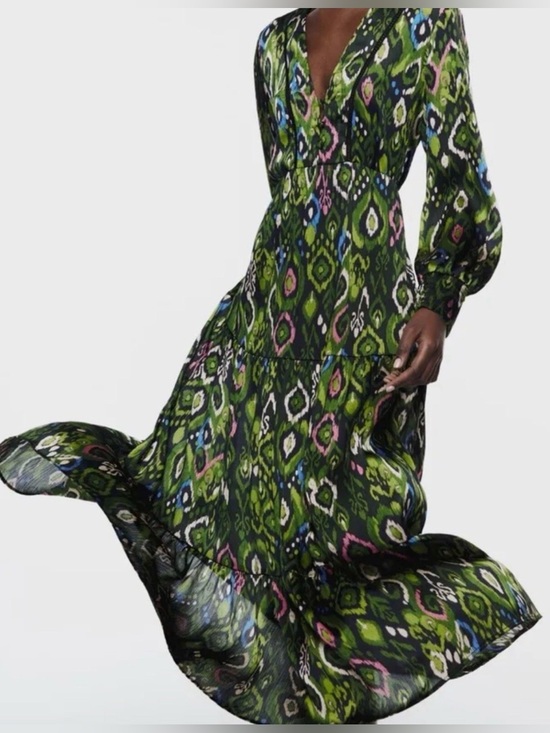 Zara Dresses & Skirts - ZARA Printed Midi Dress with Lace Inserts Multicolored 8471/156